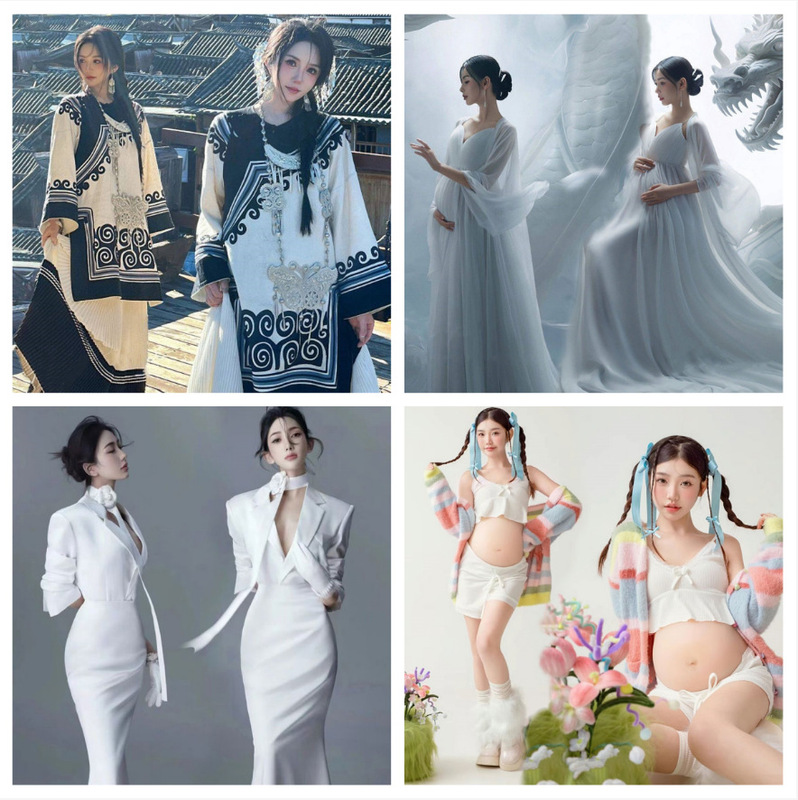 Pregnant women's photography clothing studio beautiful pregnant mommy big belly Photo Photo Photo dress photography art photo pregnant women's photo clothing