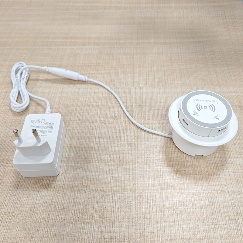 Встроенная настольная всплывающая розетка «три в одном», беспроводное зарядное устройство мощностью 15 Вт, многофункциональная быстрая зарядка для мебели