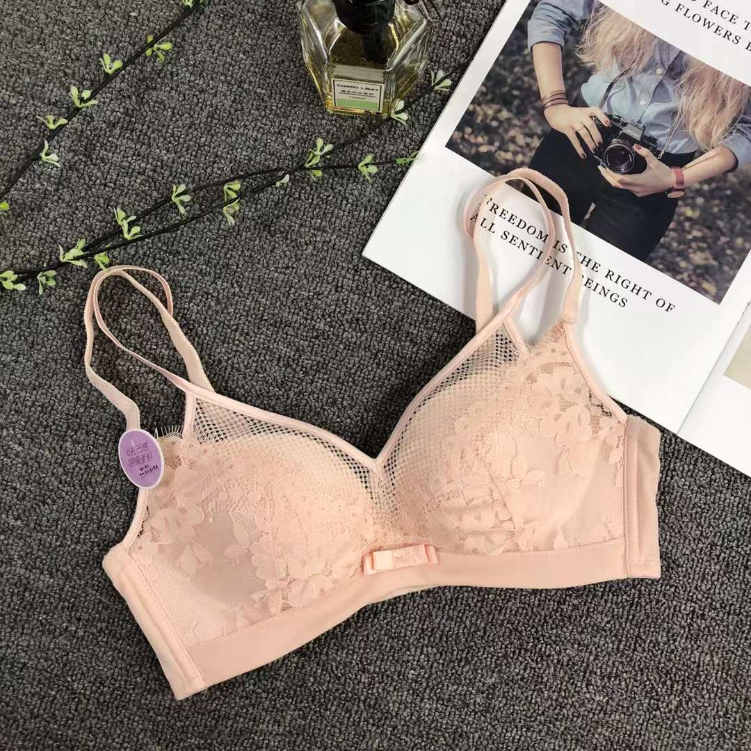 Sujetador de encaje de punto cintura ajustable adelgazamiento pecho ropa interior pequeño pecho push up ropa interior cómoda push up sujetador sin costuras