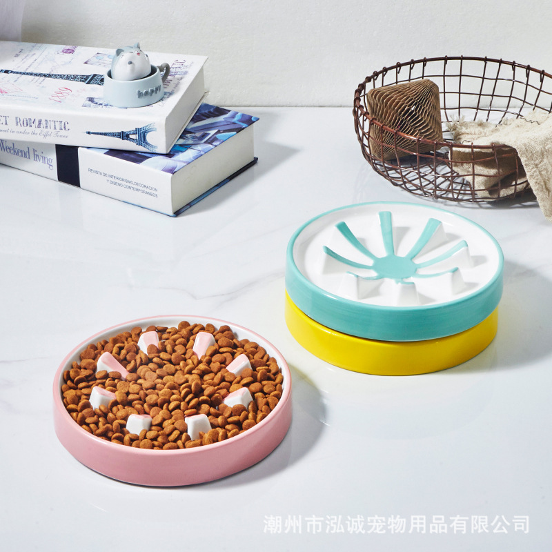 Pet slow food bowl cat small dog ceramic slow food basin