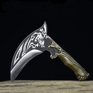 Longquan chivalrous Hall outdoor sickle metal handle stainless steel one-piece forging mowing open-circuit cutting ox horn Crescent curved knife