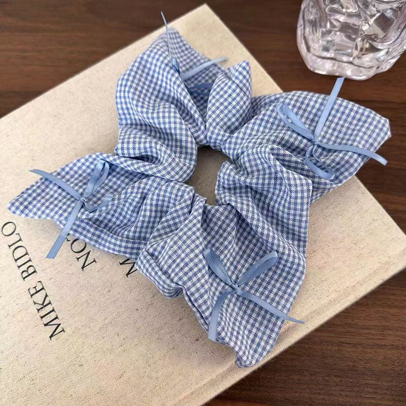 64＃蓝色-格子方巾发圈