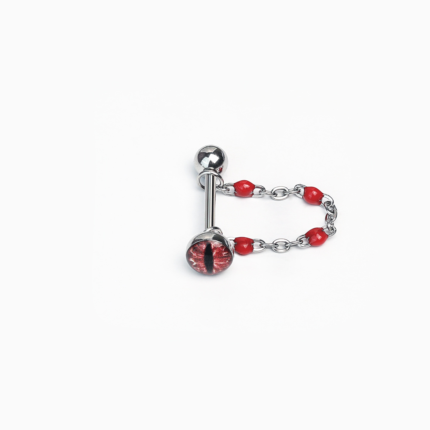 Silver pointed spike labret stud material detail