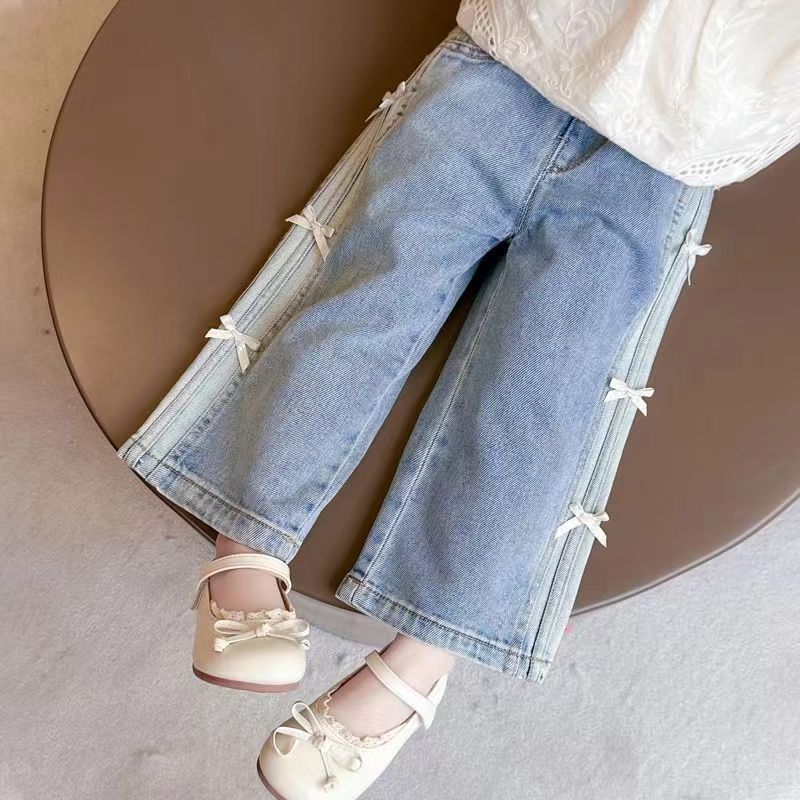 女宝宝春款牛仔裤儿童时髦洋气阔腿裤2025新款裤子女童休闲直筒裤|undefined