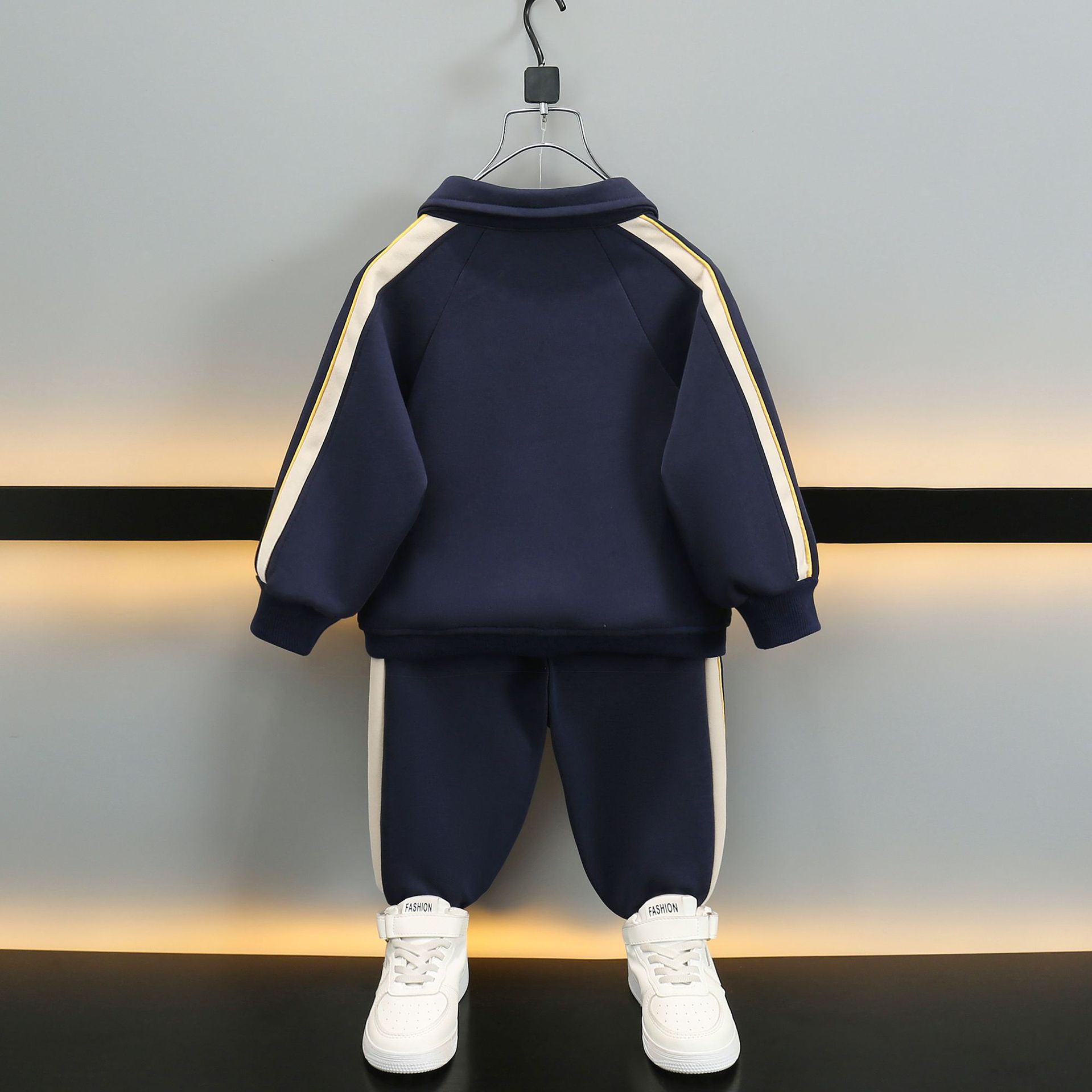 7080 traje de suéter para niños, primavera para niños pequeños y medianos, camisa POLO con estampado de oso, traje de dos piezas para deportes de primavera y otoño para niños