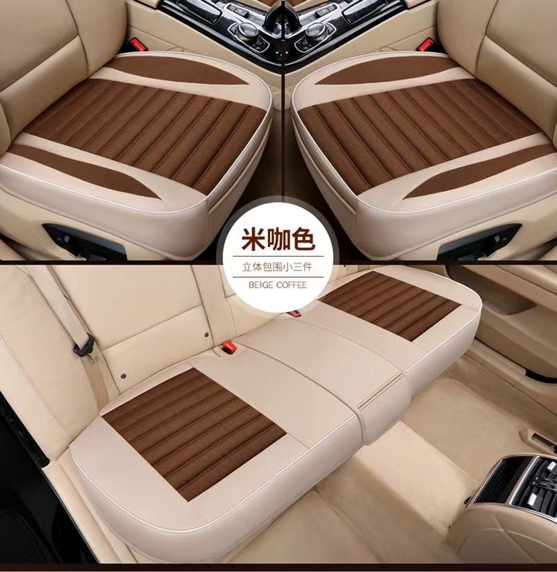 Spring and Summer Seat Cover Single Piece Single Main and Passenger Linen Backless Four-Season Universal Three-Piece Car Seat Cushion