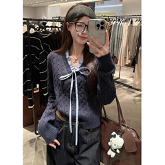 大码胖mm麻花毛衣女2025秋季新款慵懒风假两件拼接高级感针织衫潮