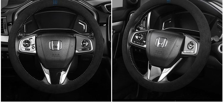 Unisex fur suede steering wheel cover, suitable for all seasons, sweat-absorbent, non-slip, breathable, warm, and stylish