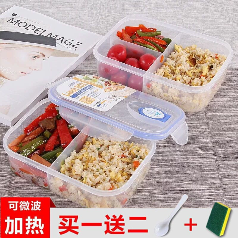 Capacious plastic rectangular lunch box for students