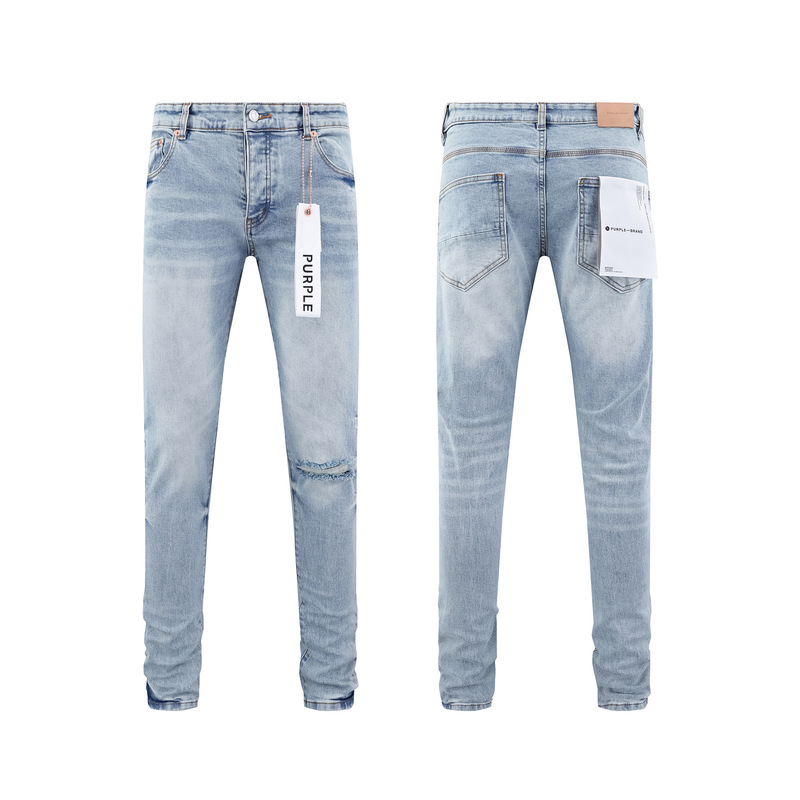 PURPLE BRAND JEANS美潮高街男士休闲破洞设计款修身显瘦牛仔长裤|undefined