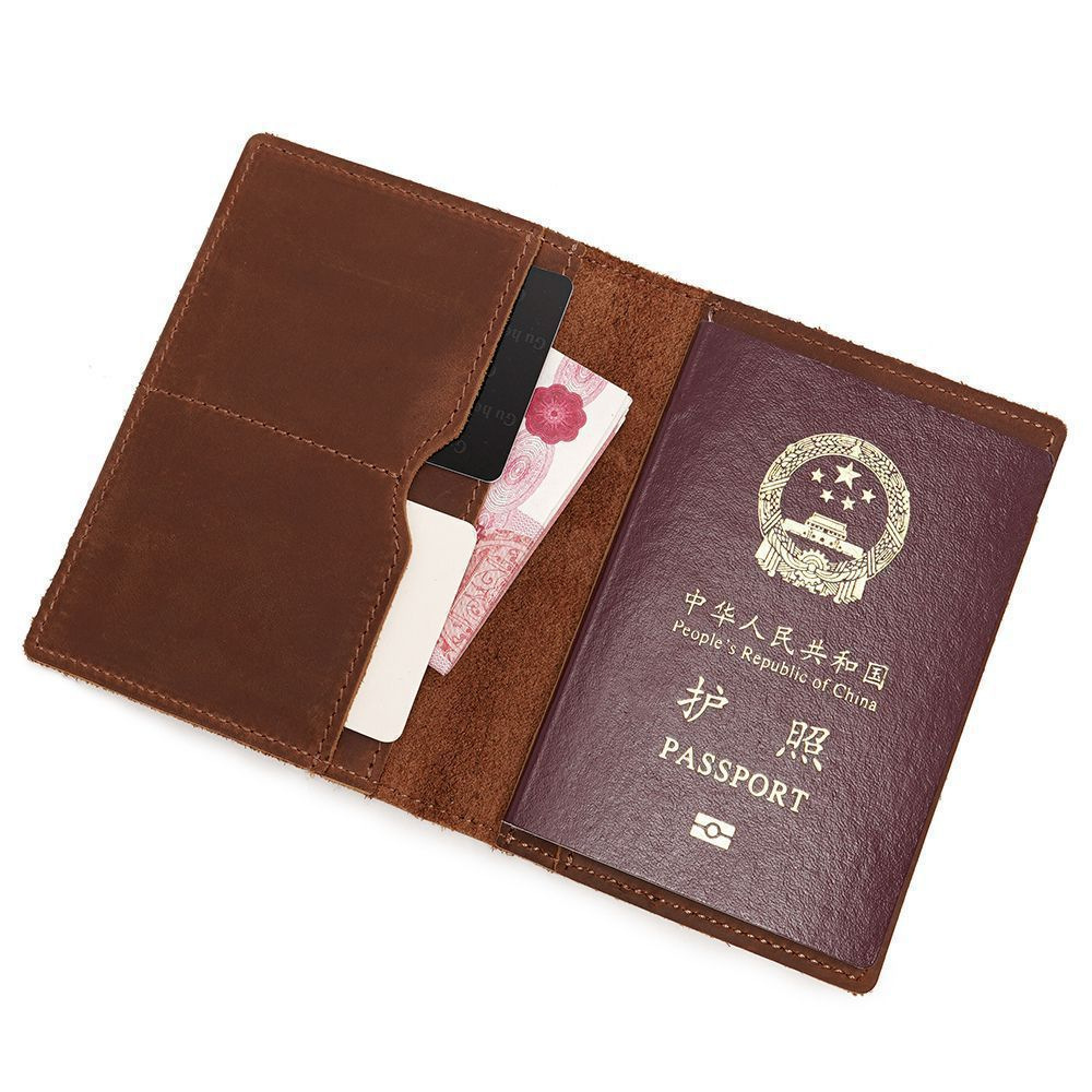 头层牛皮护照夹男士复古护照本多功能机票卡包女旅行证件收纳皮套