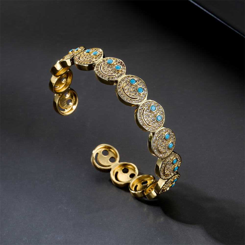 fashion smiley face bracelet copper micro-inlaid zircon jewelry