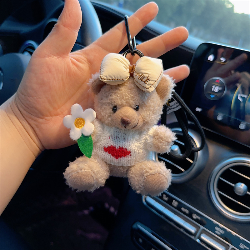 Red popularidad de aire de oso llavero de dibujos animados de alta calidad muñeca de peluche lindo bolso colgante llave del coche mujer