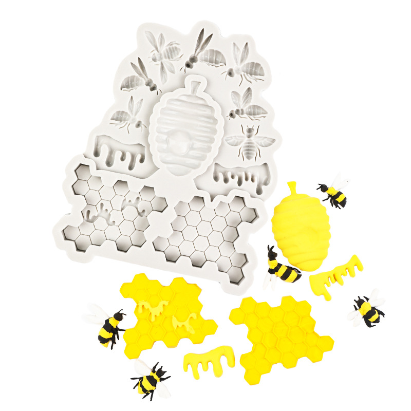 Abeja abeja rey panal cera epoxi molde de silicona chocolate fondant DIY herramienta hornear decoración la torta