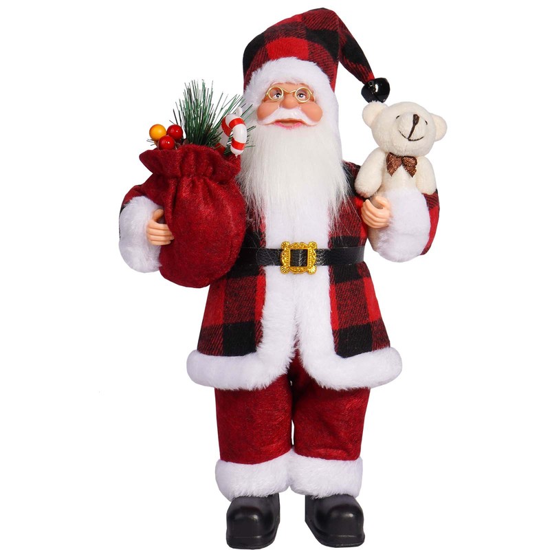 越境クリスマス新商品 プラスチック製サンタクロース人形 ショーウィンドウ装飾用品 12inch 立ち姿サンタクロース|undefined