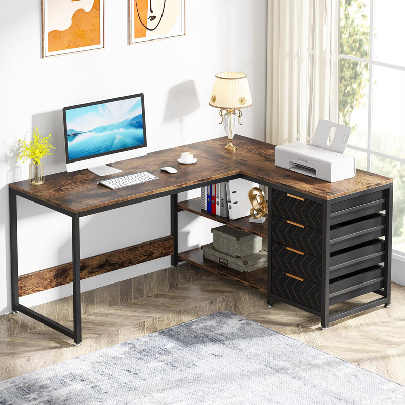 Double Desk Desktop Home Office Desk Combination Bookshelf Bedroom Corner Computer Desk Student Desk Double Desk Desktop Home Office Desk Combination Bookshelf Bedroom Corner Computer Desk Student Desk