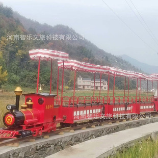 New Internet Celebrity Track Train Sightseeing Train Amusement Equipment Park Electric Steam Rail Train Can Seat People
