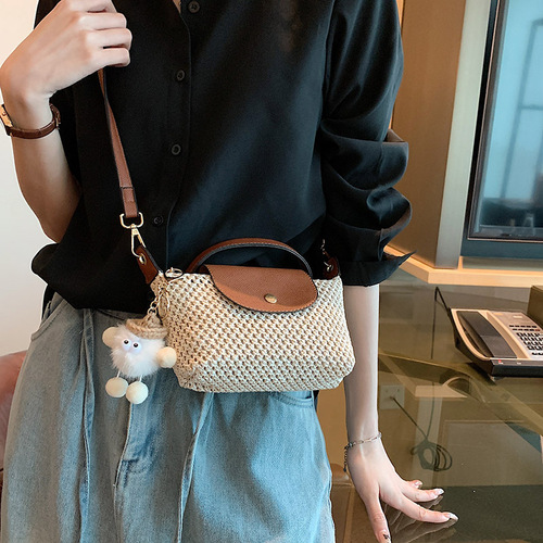 Summer mini woven handbag women's  new summer ins single shoulder crossbody bag beach vacation bag