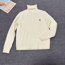 RL拉夫劳伦六色经典小标刺绣高领套头绞花毛衣男女装上衣