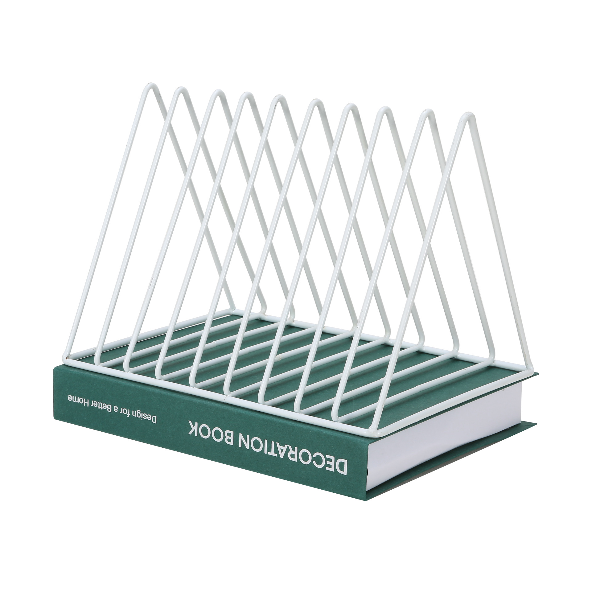 Soporte triangular para libros de hierro forjado, estantería pequeña de escritorio, almacenamiento de libros para estudiantes, decoración de escritorio de oficina, soporte para libros creativo y sencillo image 9