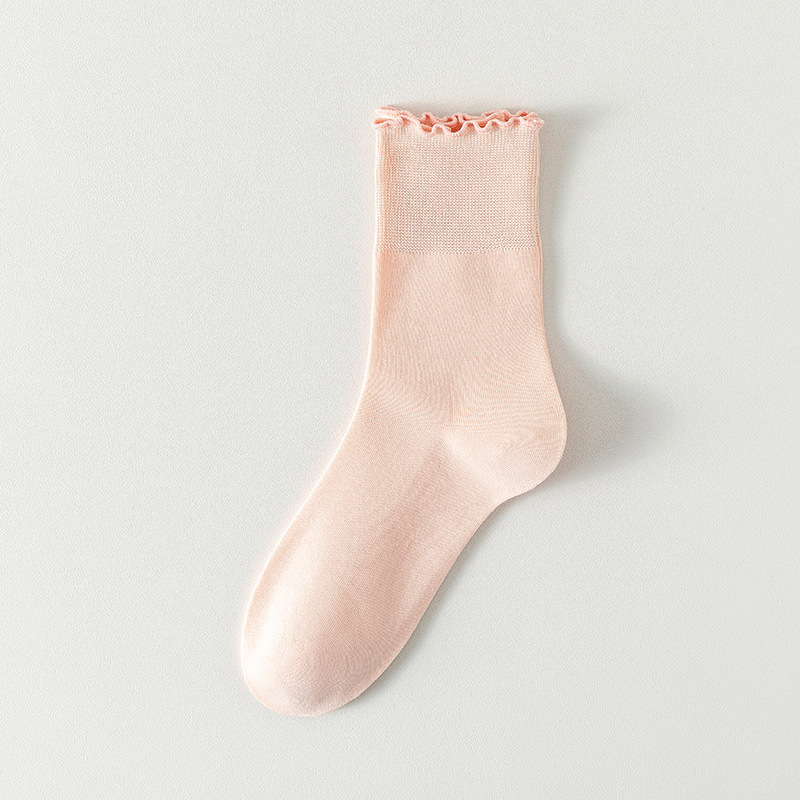 Calcetines de algodón de color sólido para mujeres verano en una máquina sin costuras de hueso envasado independiente calcetines de mujer al por mayor