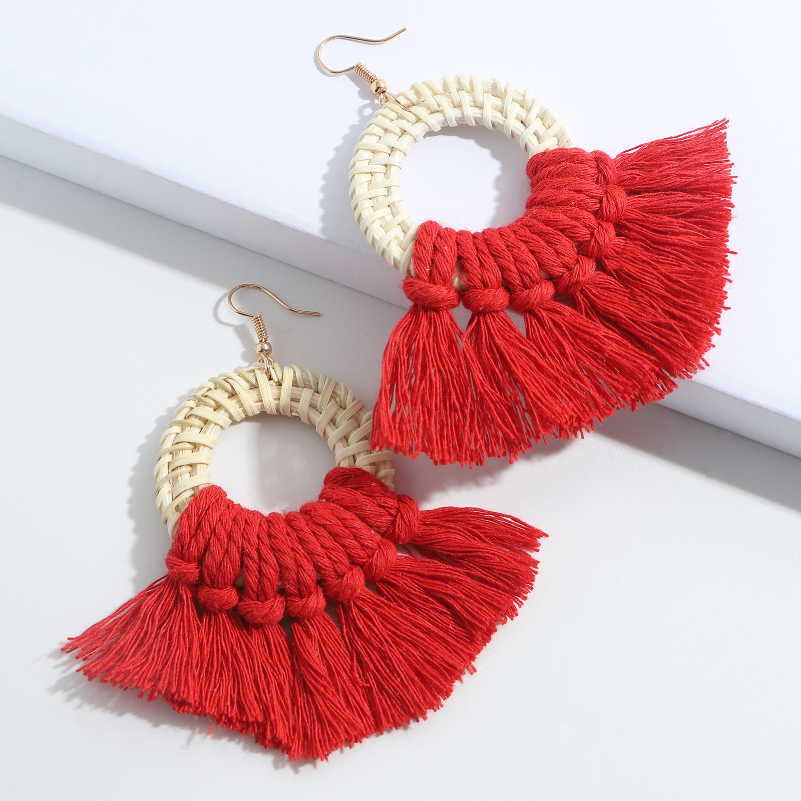 Casual Ethnic Style Geometric Cotton Thread Tassel Women's Drop Earrings 1 Pair display picture 49