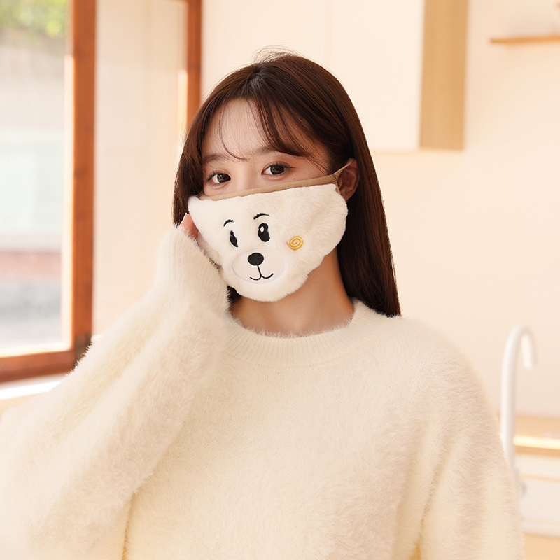 Ins韓国版女子熊マスクマフラー一体帽子かわいい耳ぬいぐるみ学生冬保温カバー|undefined