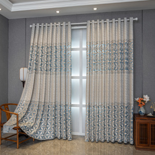 American Jacquard Hollow Curtain Cross-border Europe and the Middle East Jacquard Curtain Living Room Bedroom Amazon Finished Curtain Fabric