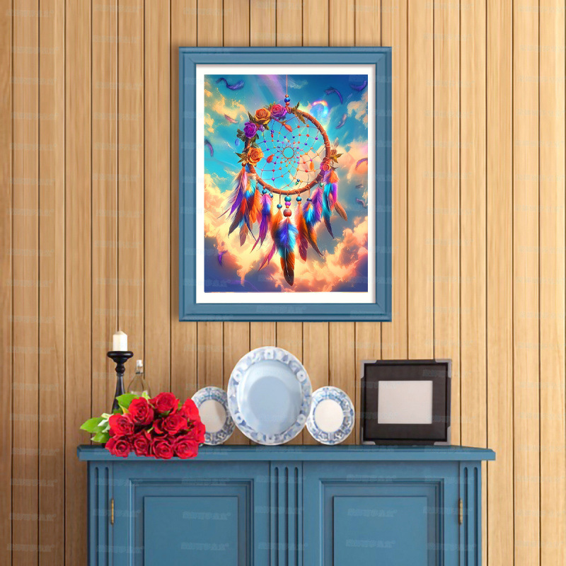 Mona Lisa Real Acrossboard Dreamcatcher y flores dos dibujos animados simples frescos y lindos bordados simples image 3
