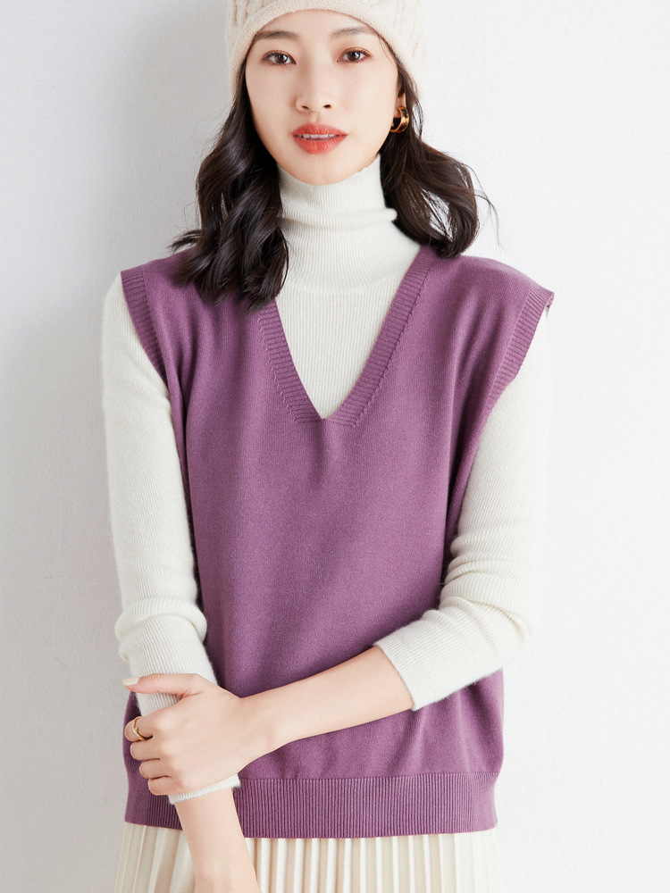 Chaleco sin Capucha para Mujer, Estilo Nuevo Otoño/Invierno 2024, Cuello Redondo, Color Sólido, Lana, Viscosa, Tejido de Algodón, Marrón, Elegante, para Ir al Trabajo image 9