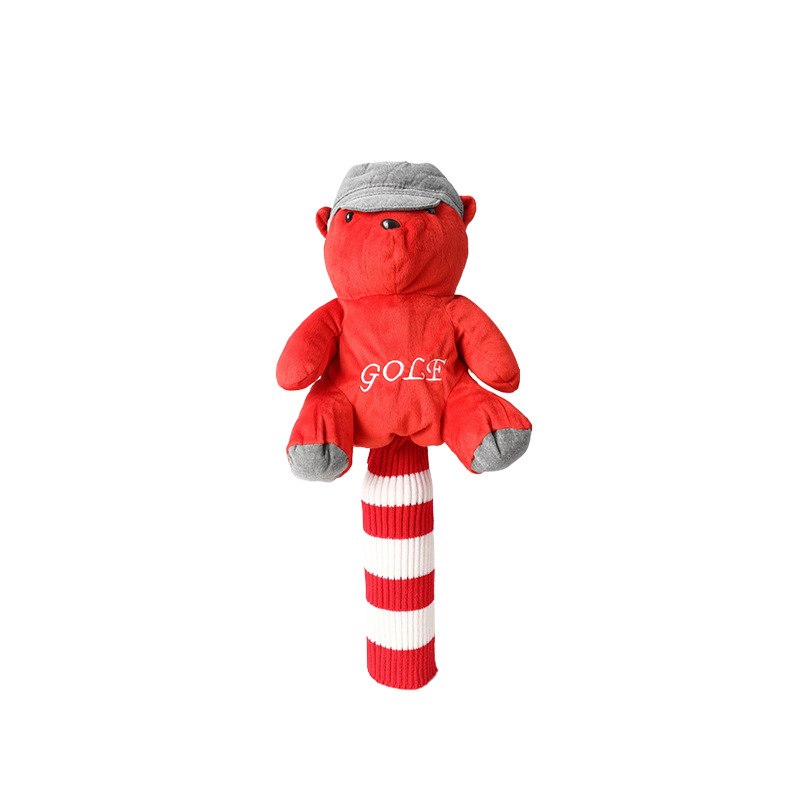 Juego de palos de animales de oso rojo Juego de golf Juego de palos de muñecas Juego de palos de relleno Equipo de palos de lana Comercio exterior
