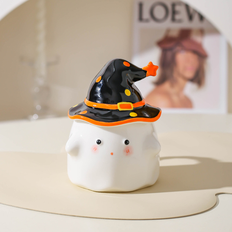 Regalos de cumpleaños fantasma extraña taza de cerámica con tapa taza de regalo de nicho mano taza de regalo regalo de Halloween