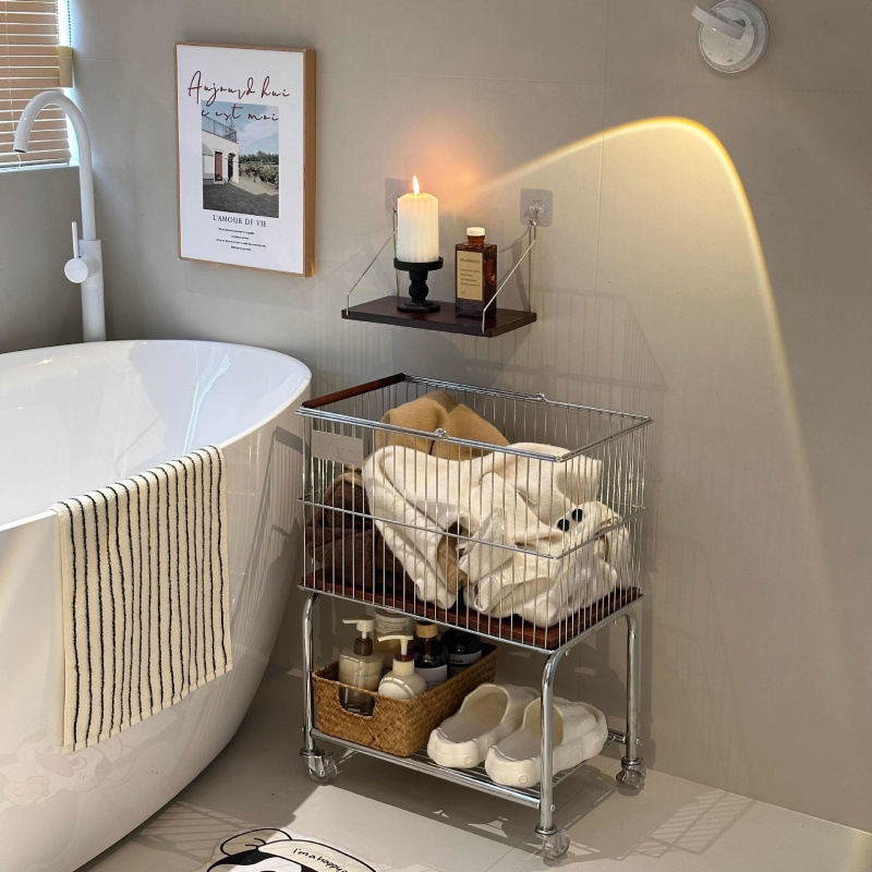 Medieval Style Dirty Clothes Basket Removable Dirty Clothes Basket Trolley Large Capacity Dirty Clothes Basket Bathroom Laundry Basket Storage Rack