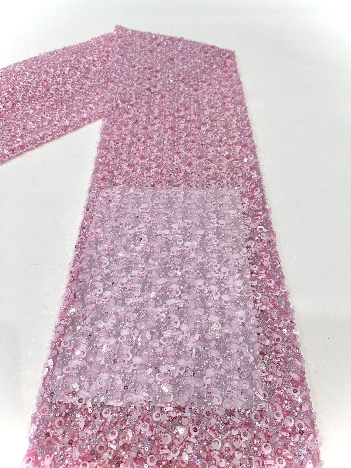 Tubo de perlas bordado pendientes de semillas de melón tela de perlas de moda alta sensación vestido de boda danza tela de moda