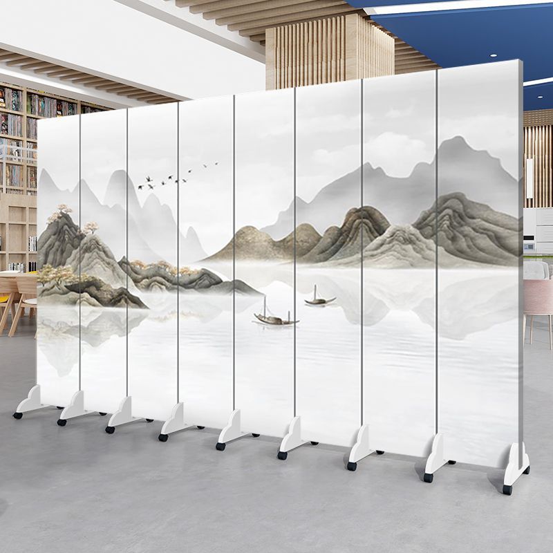中国風の風景画スクリーンパーティションリビングルームオフィスエントリーベッドルーム折りたたみモバイルシンプルモダンなティールームブロック|undefined