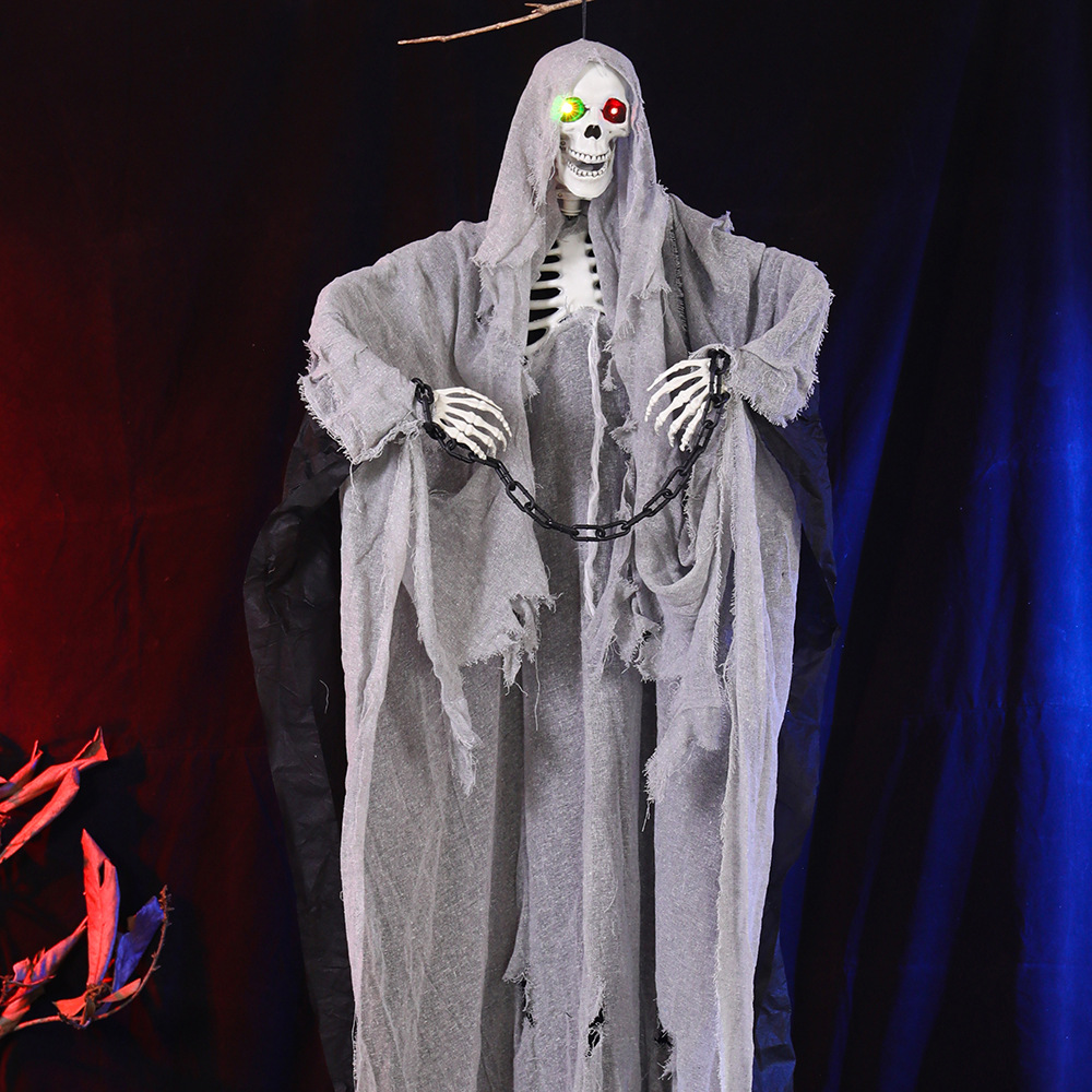 Halloween colgante fantasma cadena de hierro brillante colgante fantasma sala de escape casa embrujada bar escena de terror accesorios de decoración de miedo