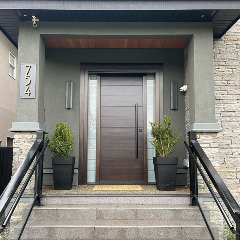 Luxurious Double-Opening Villa Solid Wood Entrance Door, Pivot Hinge Door, Cast Aluminum Flat Door, Extra Tall and Extra Wide Custom-Made House Door