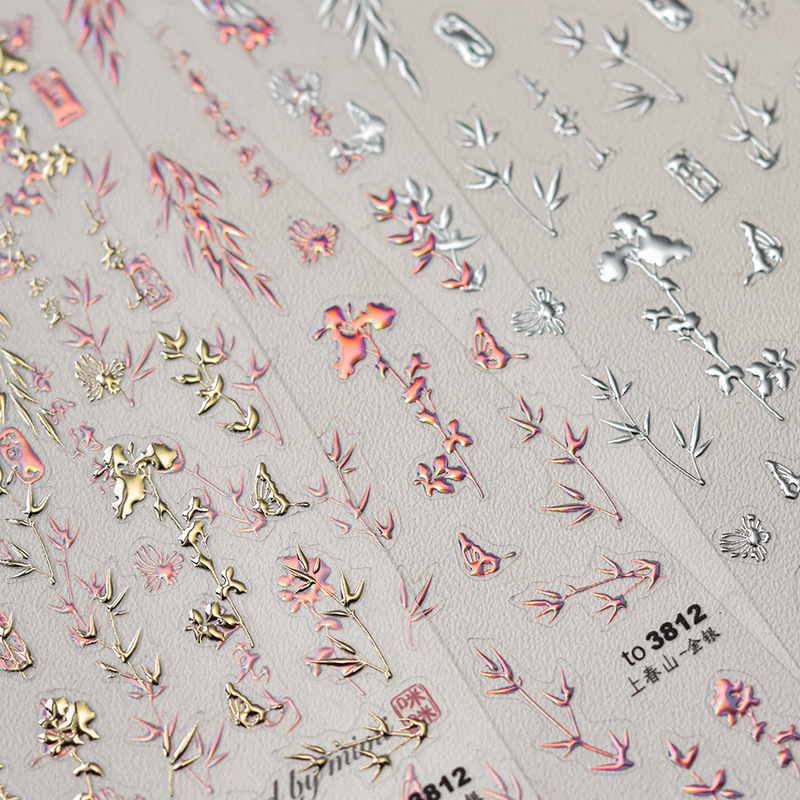 tomoni nail gilding stickers popular vintage nail stickers factory wholesale national style Spring Mountain nail stickers 3812