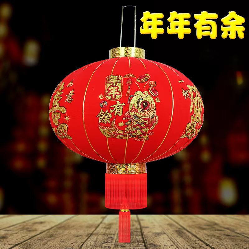 厂家批发新款南方长杆植绒布新年春节户外金粉长杆红灯笼