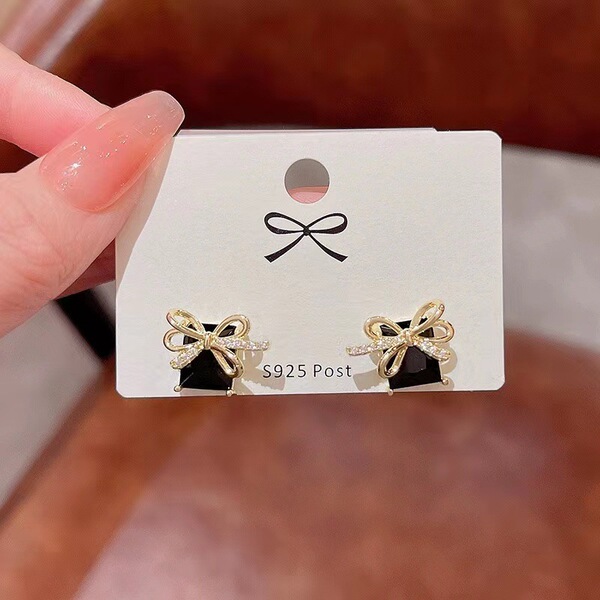Classic design elegant elite black sophisticated retro earrings with…
