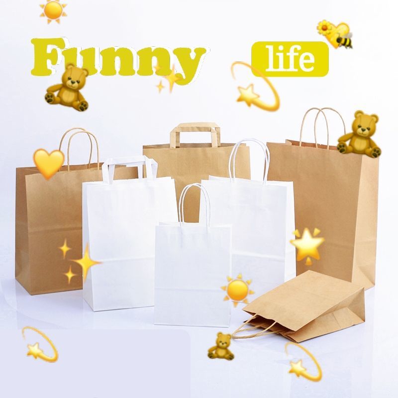 Leather bags ins Retro portable Gift Bags Shopping bag Take-out food doggy bag Garment bags diy Handdrawn AliExpress