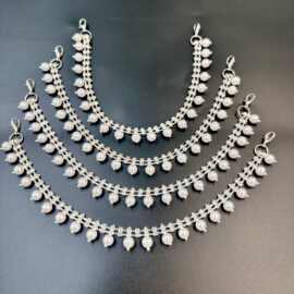 严选8厘珍珠铜钻链30公分 diy服饰辅料 首饰衣帽配饰手缝水钻链条