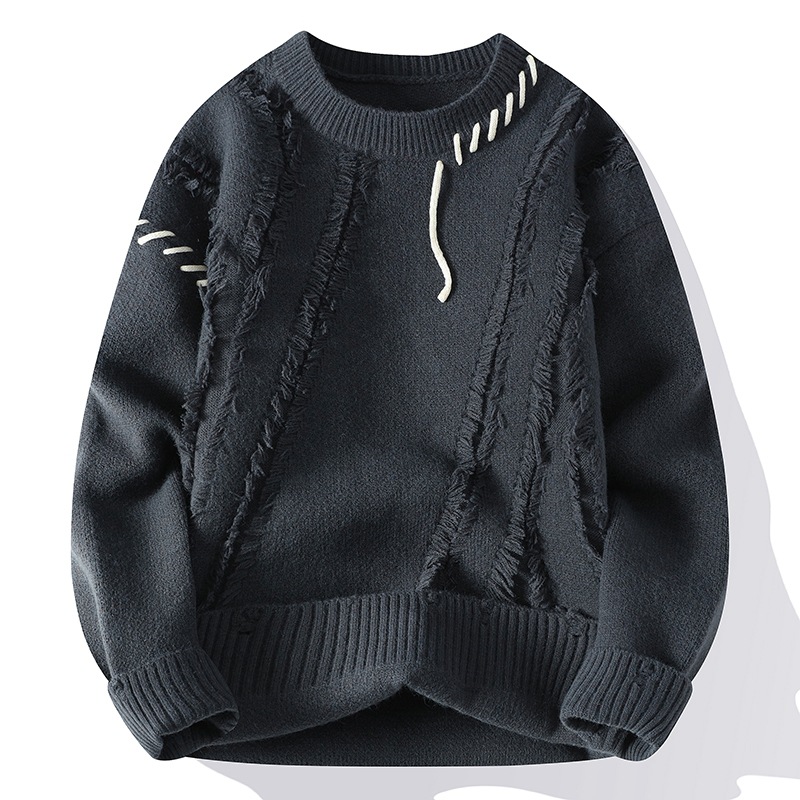 Men's Long Sleeve Knit Sweater Casual Loose Fit Crewneck Pullover Modal Blend Rabbit Wool Autumn Winter Fashion_voghion.com