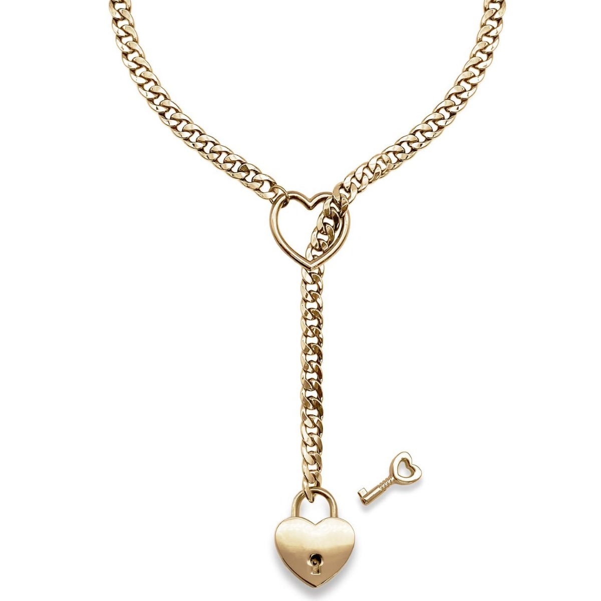 Collar Lina Girl Brass chapado en oro auténtico, de gran venta, con diseño cruzado, anillo de moda en forma de corazón, estilo punk, rock, cubano, largo._voghion.com