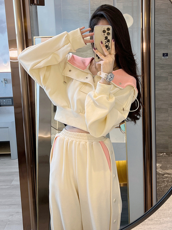 盐系卫衣运动服套装女2025新款春秋宽松时尚显瘦小个子休闲两件套|undefined