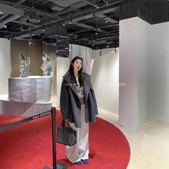 区欧陽ウール両面ラシャコート女性冬の小さい背の短いラシャがゆったりとしています。