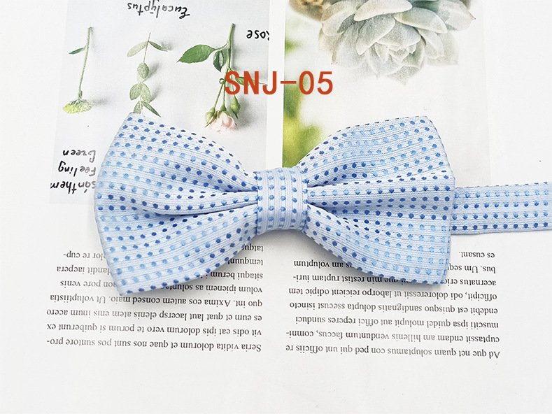 Nuevo fabricante en stock profesional ropa formal Caballero pajarita poliéster seda Dot Double Fold hombres pajarita novio padrino