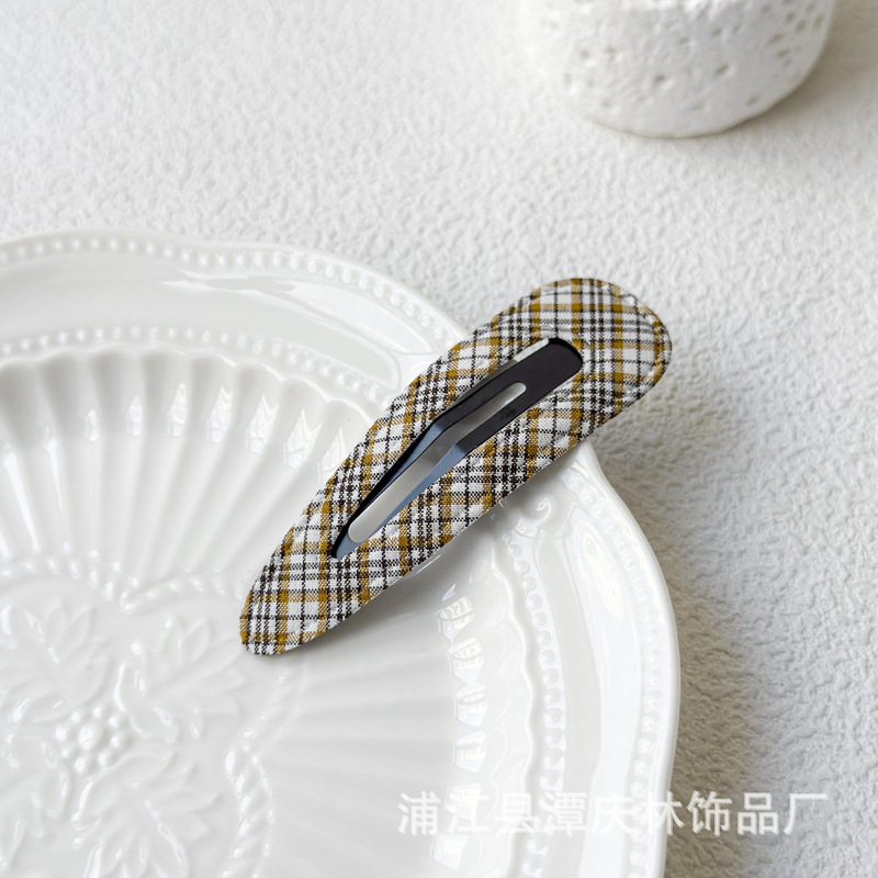 新款红色格纹格子发夹秋冬儿童BB夹三角星星云朵水滴镂空一字夹|undefined