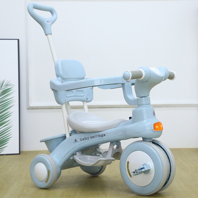 Triciclo de Empuje para Niños de 1 a 6 Años de Plástico con Barandillas y Toldo