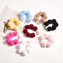 新款毛绒彩色毛球挂链手机壳装饰手机挂绳挂饰创意烤漆弹簧圈配件